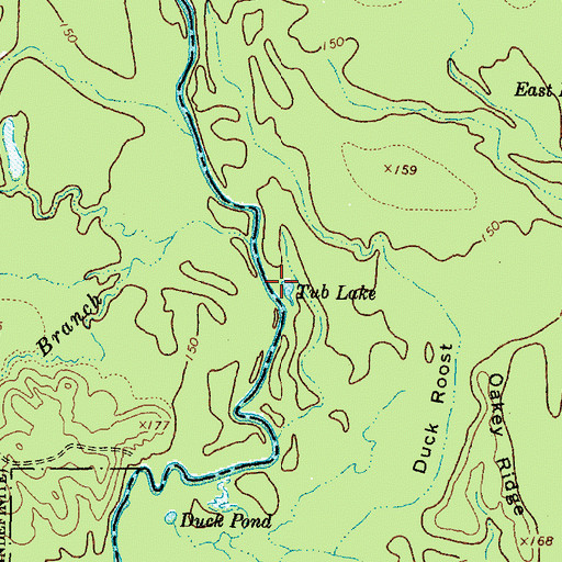 Topographic Map of Tub Lake, TX
