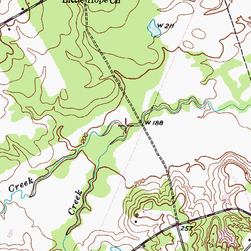 Topographic Map of Tubbs Creek, TX