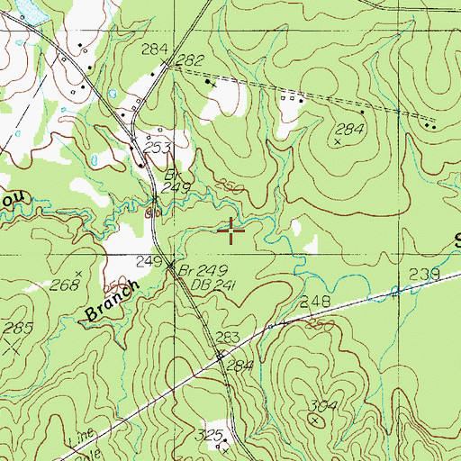 Topographic Map of Tucker Branch, TX