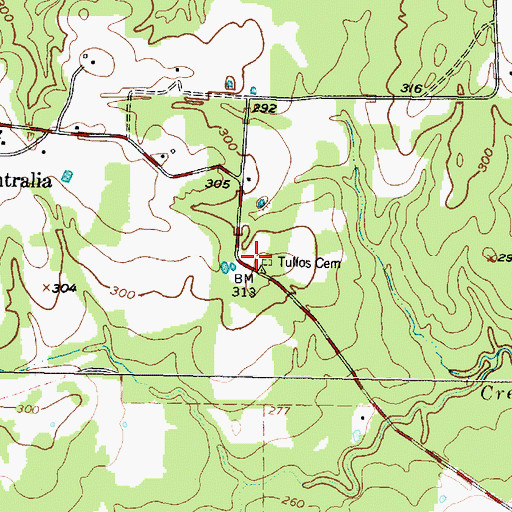 Topographic Map of Tullos Cemetery, TX