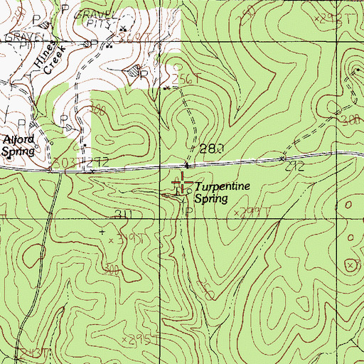Topographic Map of Turpentine Spring, TX
