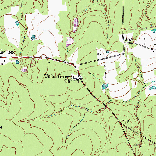 Topographic Map of Union Grove Church, TX