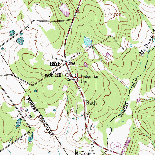 Topographic Map of Union Hill Cemetery, TX