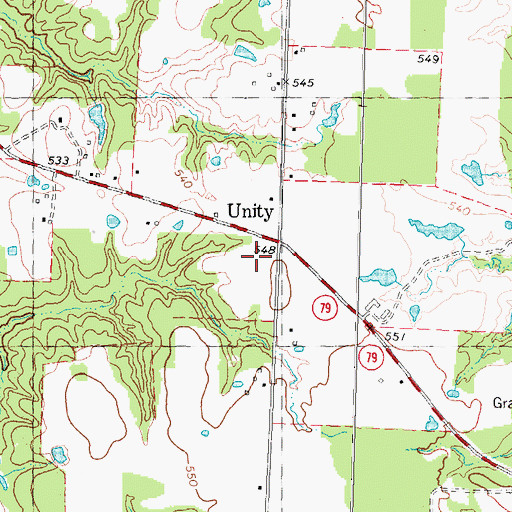 Topographic Map of Unity, TX