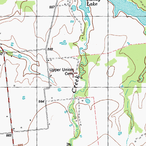 Topographic Map of Upper Union Cemetery, TX