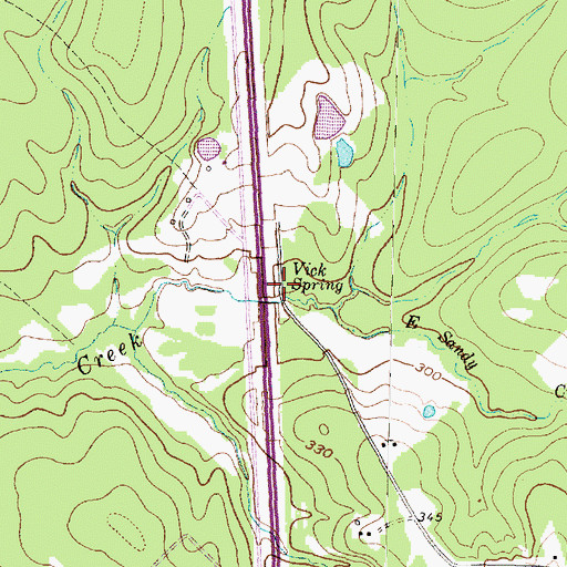 Topographic Map of Vick Spring, TX