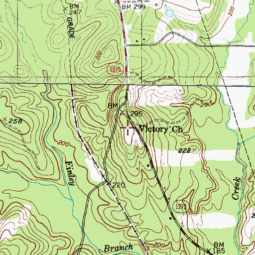 Topographic Map of Victory Church, TX