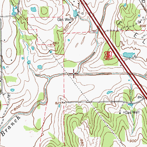 Topographic Map of Walker Branch, TX