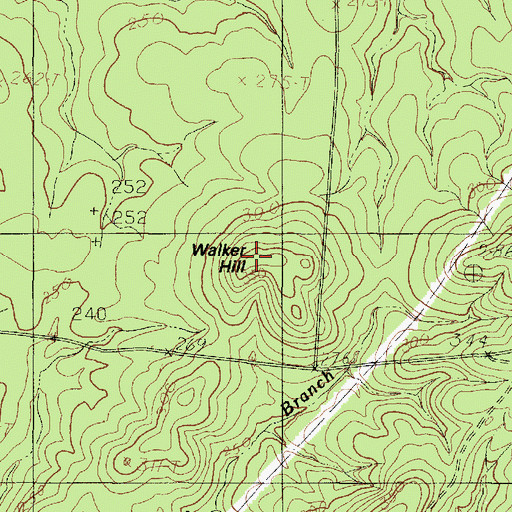 Topographic Map of Walker Hill, TX