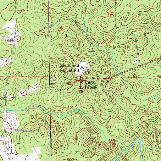 Topographic Map of Saint Peter School (historical), AL