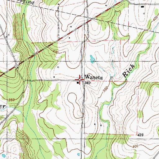 Topographic Map of Waneta, TX