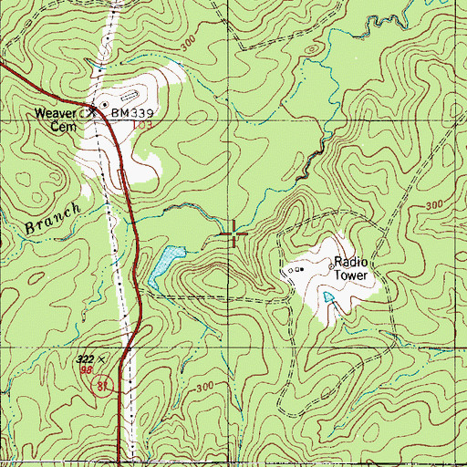 Topographic Map of Watering Branch, TX