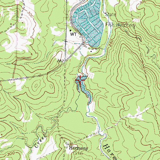 Topographic Map of Wayne Creek, TX