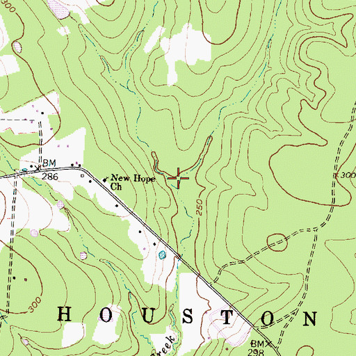 Topographic Map of West Fork Caney Creek, TX