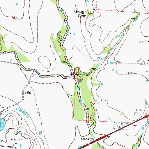 Topographic Map of West Fork Jernigan Creek, TX