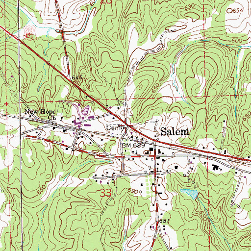 Topographic Map of Salem United Methodist Church, AL
