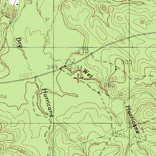 Topographic Map of Wet Hurricane Creek, TX