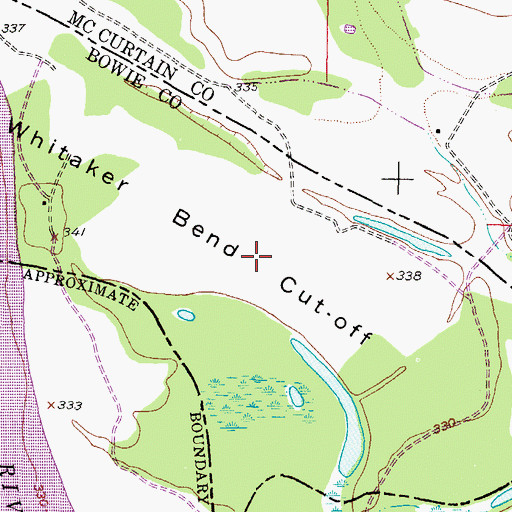 Topographic Map of Whitaker Bend Cut Off, TX