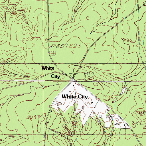 Topographic Map of White City, TX
