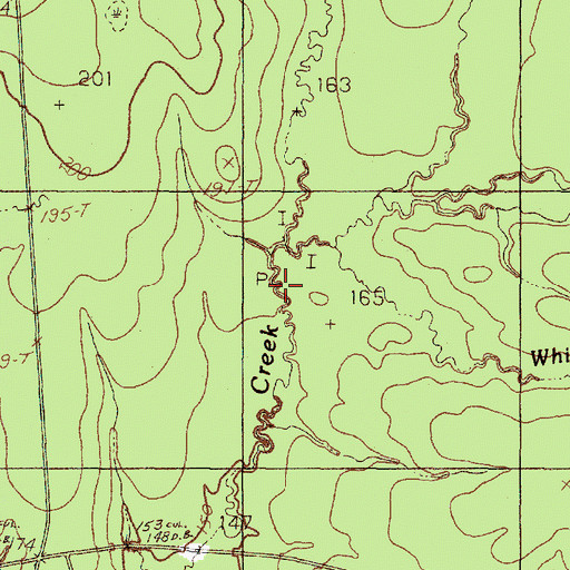 Topographic Map of White Oak Branch, TX