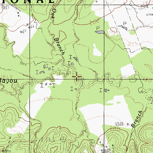 Topographic Map of White Oak Branch, TX
