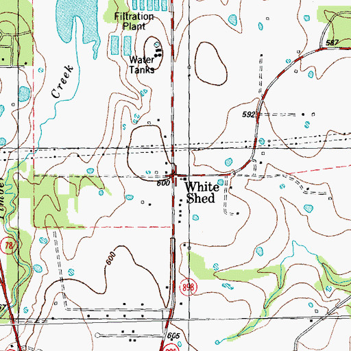 Topographic Map of White Shed, TX