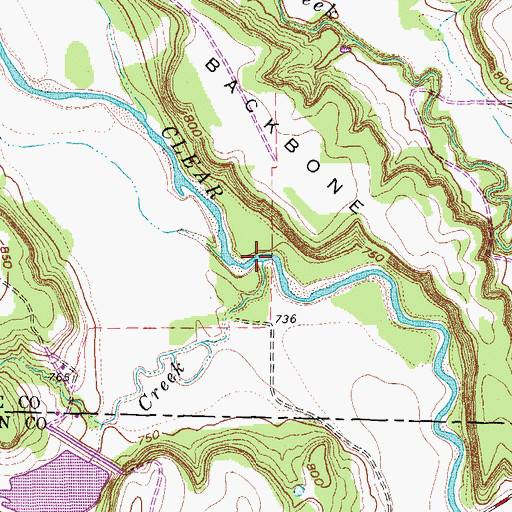 Topographic Map of Whites Creek, TX
