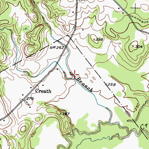 Topographic Map of Wilcox Branch, TX