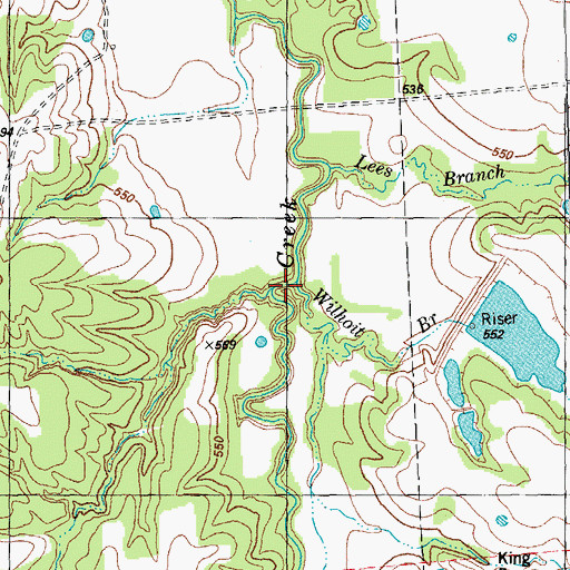 Topographic Map of Wilhoit Branch, TX