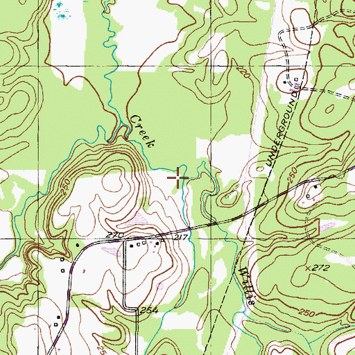 Topographic Map of Willis Creek, TX
