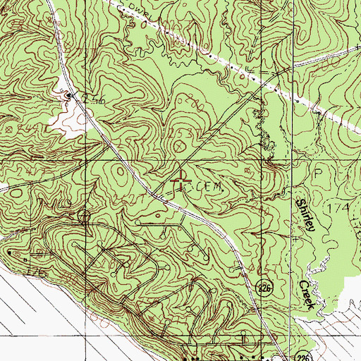 Topographic Map of Wooten Cemetery, TX