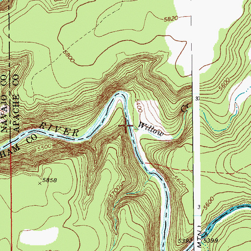 Topographic Map of Willow Creek, AZ
