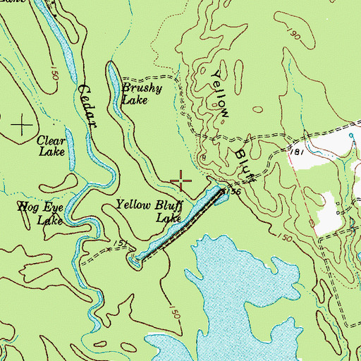 Topographic Map of Yellow Bluff Lake, TX