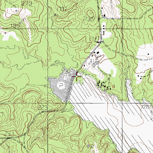 Topographic Map of Yellow Branch, TX