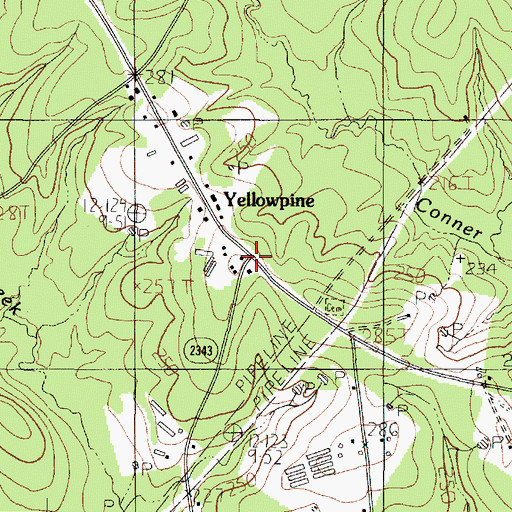 Topographic Map of Yellowpine, TX