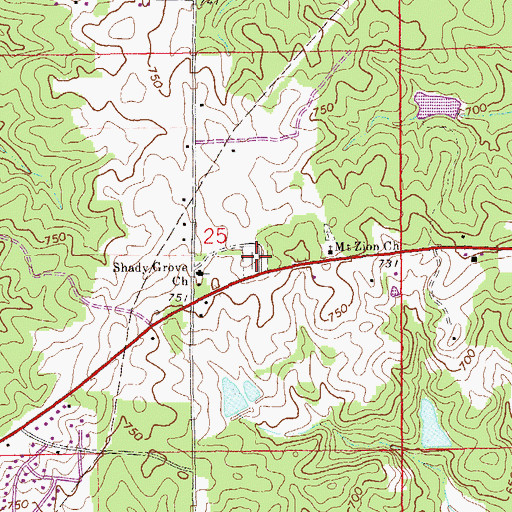 Topographic Map of Shady Grove Cemetery, AL
