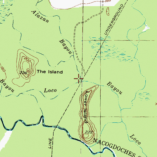 Topographic Map of Alazan Bayou, TX