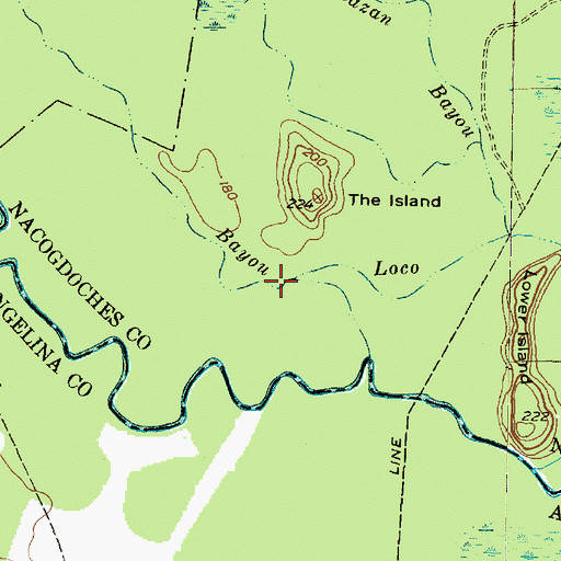 Topographic Map of Bayou Loco, TX