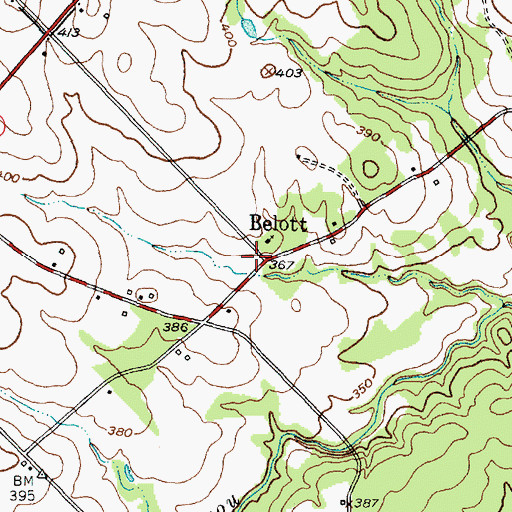 Topographic Map of Belott, TX