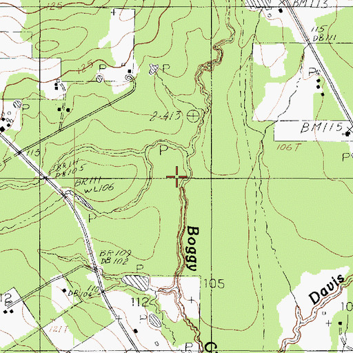 Topographic Map of Boggy Creek, TX
