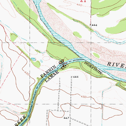Topographic Map of Bois d'Arc Creek, TX