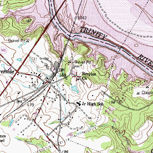 Topographic Map of Broyles Church, TX