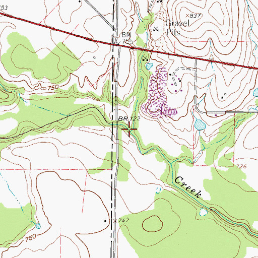 Topographic Map of Burns Branch, TX