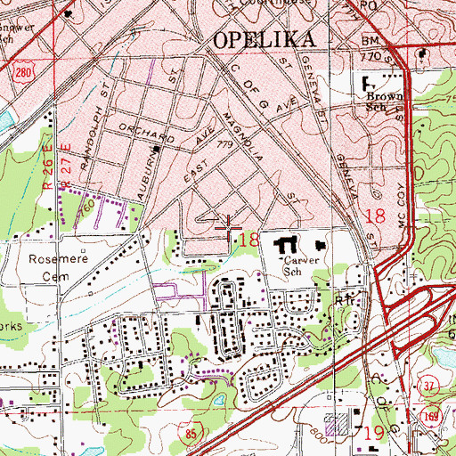 Topographic Map of Southside Church of Christ, AL