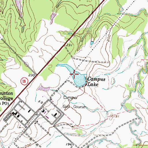 Topographic Map of Campus Lake, TX