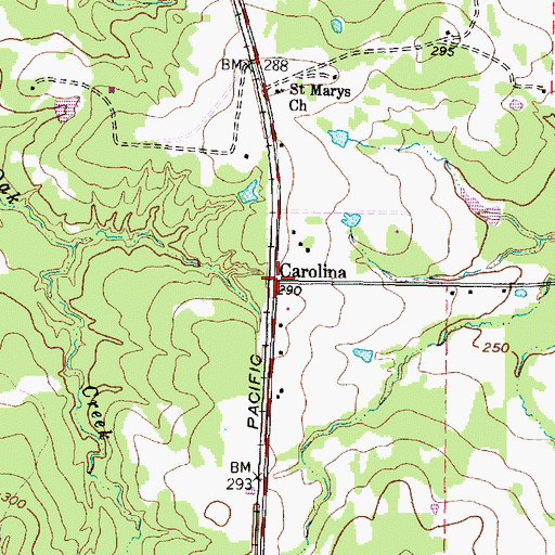 Topographic Map of Carolina, TX