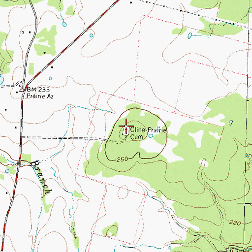 Topographic Map of Cline Prairie Cemetery, TX