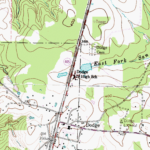 Topographic Map of Dodge Junior High School, TX