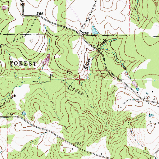 Topographic Map of Elder Creek, TX