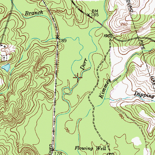 Topographic Map of Finley Branch, TX